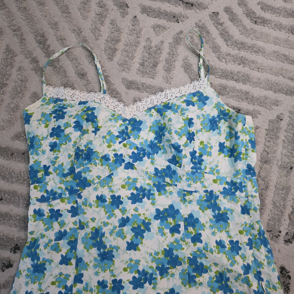 Ann Taylor Blue and Green Floral Top